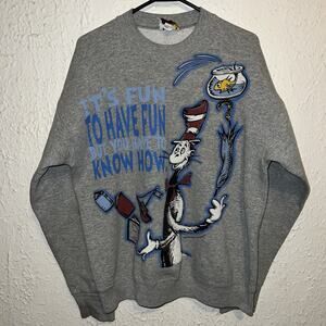 Vintage 1998 Dr. Seuss Cat In The Hat Juggling Crewneck Sweatshirt Adult Large